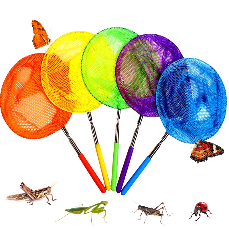 TSYAN Kids Telescopic Butterfly Fishing Nets for Kids Catching Insect Net Outdoor Tools for Catching Bugs Fish Insect Ladybird, Extendable 34 Inches and Anti Slip Grip - Image 1